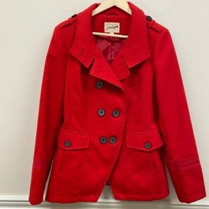 Red pea coat